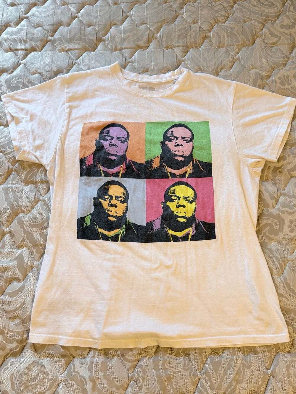 The Notorious B.I.G. Pop Art 4-Square Graphic White T-Shirt